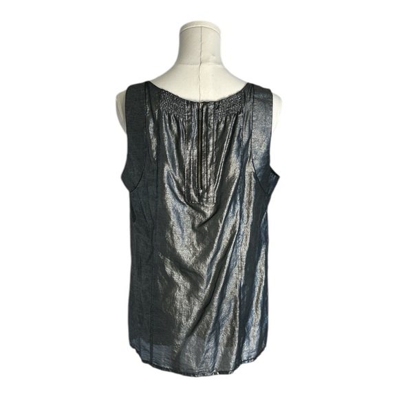 Mint Smocked Sleeveless Blouse, Silver, Size 10 - Picture 2 of 5